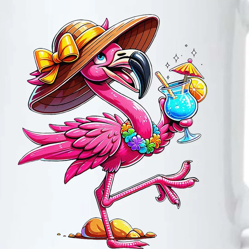 Funny Flamingo Hawaiian Summer Tropical Luau Black Color Changing Mug