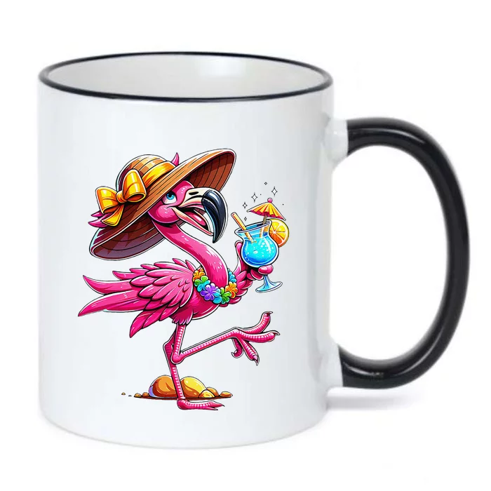 Funny Flamingo Hawaiian Summer Tropical Luau Black Color Changing Mug