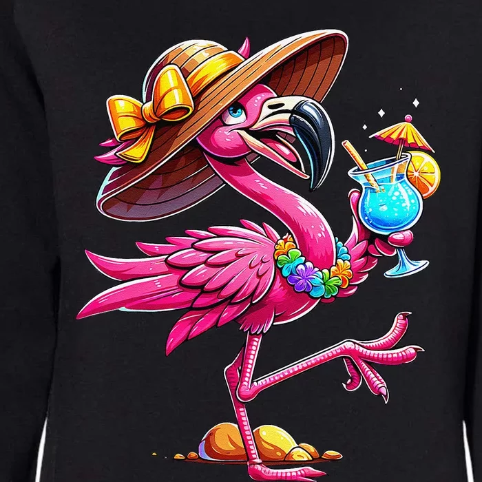 Funny Flamingo Hawaiian Summer Tropical Luau Womens California Wash Sweatshirt