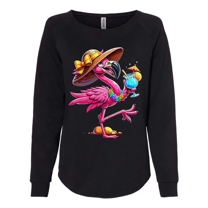 Funny Flamingo Hawaiian Summer Tropical Luau Womens California Wash Sweatshirt