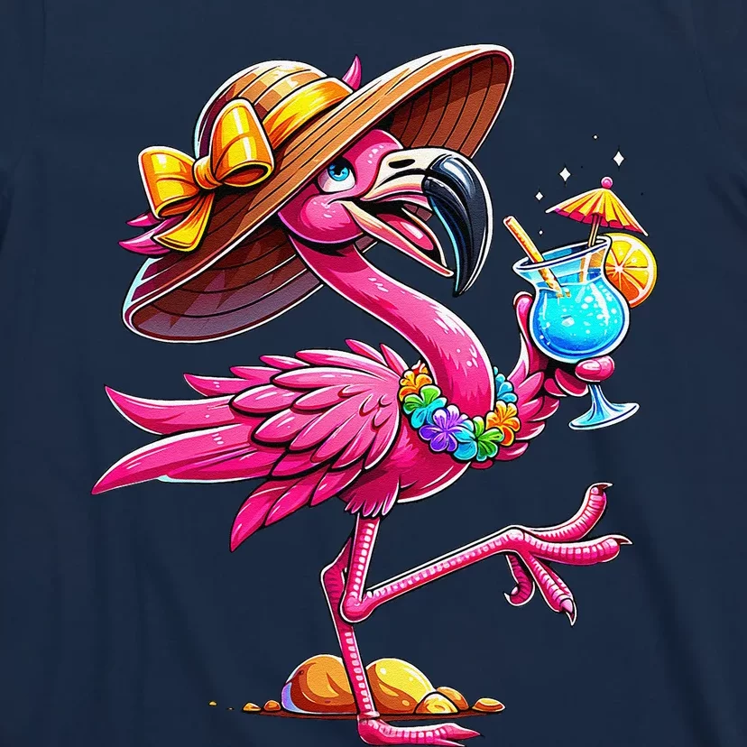 Funny Flamingo Hawaiian Summer Tropical Luau T-Shirt