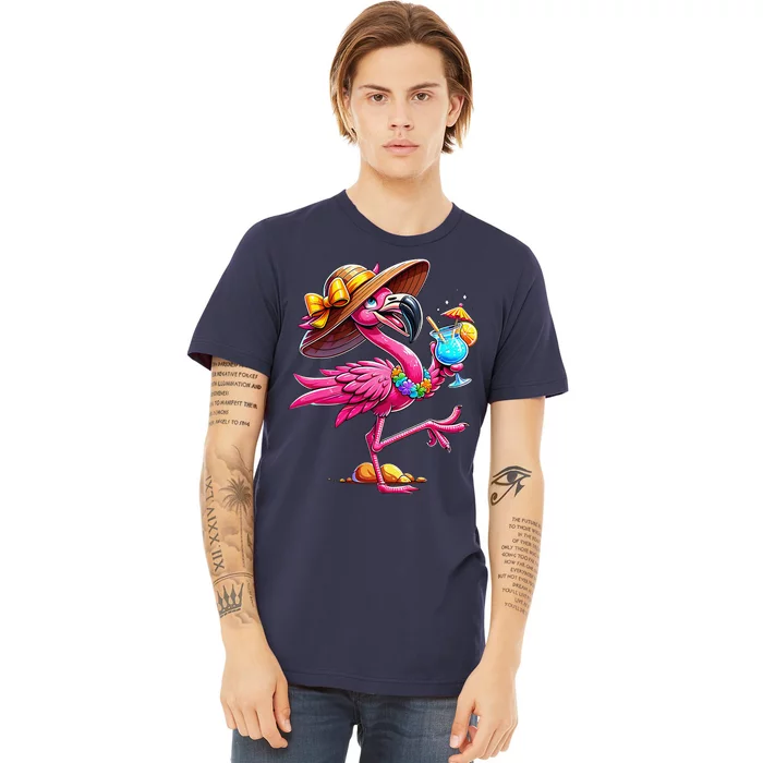 Funny Flamingo Hawaiian Summer Tropical Luau Premium T-Shirt