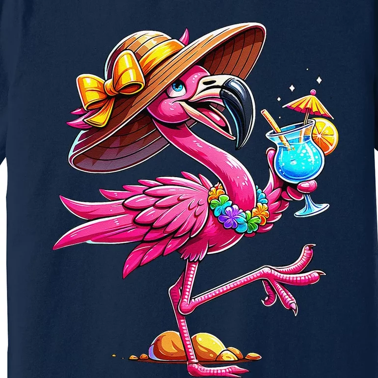 Funny Flamingo Hawaiian Summer Tropical Luau Premium T-Shirt