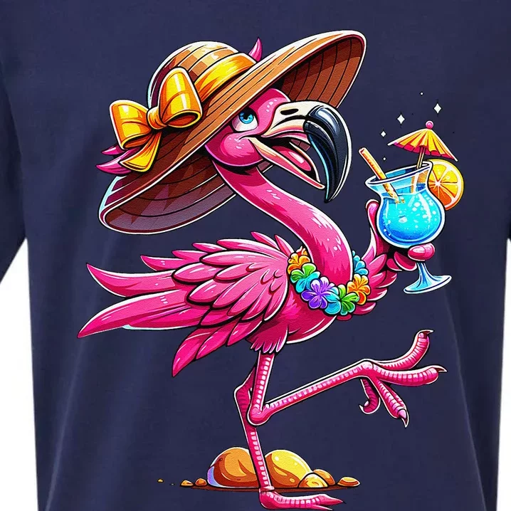 Funny Flamingo Hawaiian Summer Tropical Luau Sueded Cloud Jersey T-Shirt