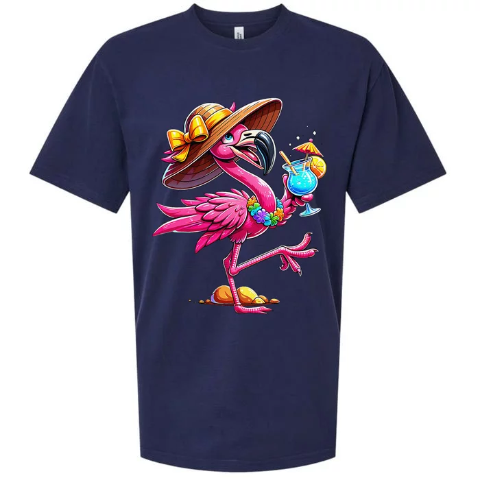 Funny Flamingo Hawaiian Summer Tropical Luau Sueded Cloud Jersey T-Shirt