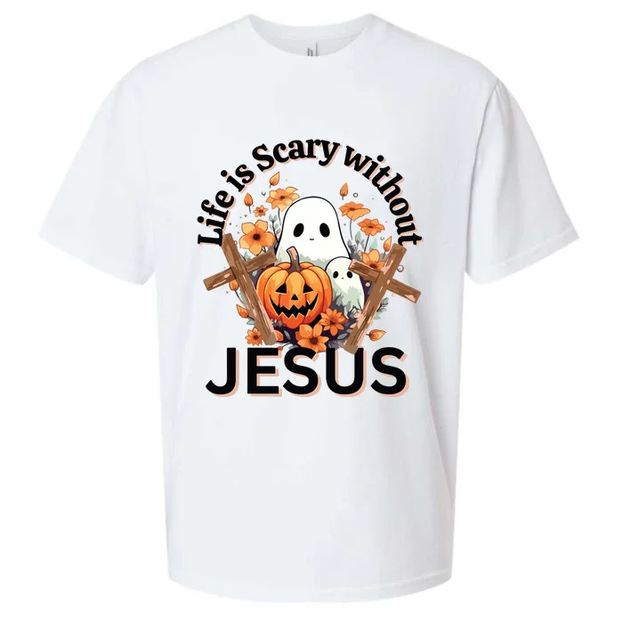 Funny Fall Halloween Christian Life Is Scary Without Jesus Sueded Cloud Jersey T-Shirt