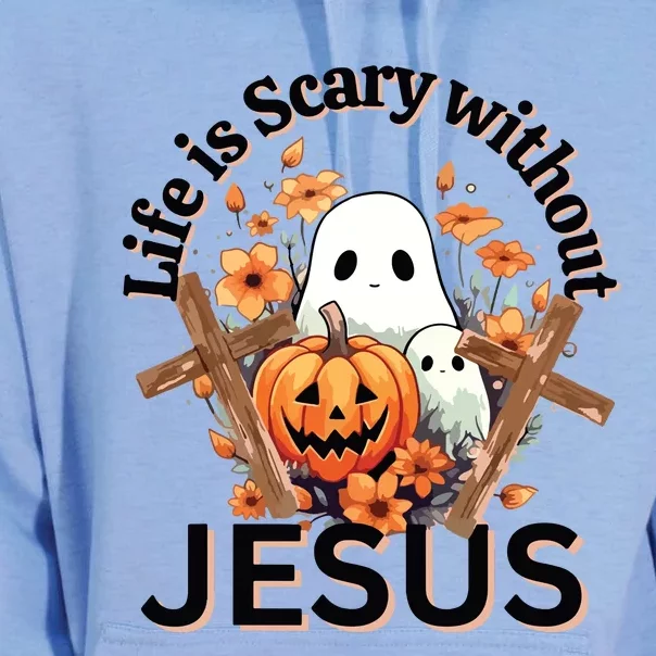 Funny Fall Halloween Christian Life Is Scary Without Jesus Unisex Surf Hoodie