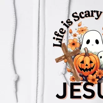 Funny Fall Halloween Christian Life Is Scary Without Jesus Full Zip Hoodie