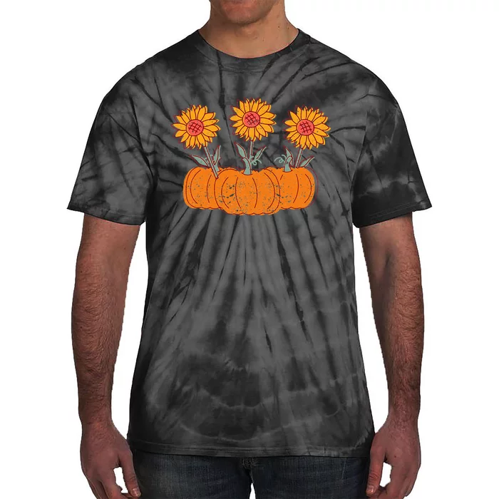 Festive Fall Harvest Decorations Pumpkin Sunflower Autumn Tie-Dye T-Shirt