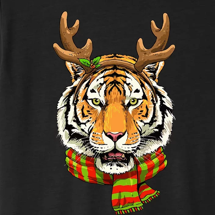 Festive Feline Holiday Lover Christmas Tiger Cat & Santa Reindeer ChromaSoft Performance T-Shirt