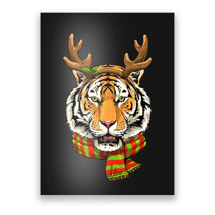 Festive Feline Holiday Lover Christmas Tiger Cat & Santa Reindeer Poster