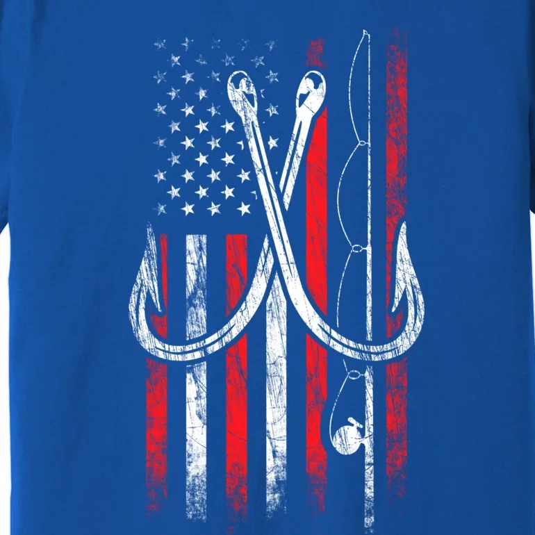 Fisher Fishing Hooks Proud American Flag Fishing Great Gift Premium T-Shirt