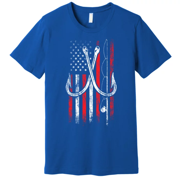 Fisher Fishing Hooks Proud American Flag Fishing Great Gift Premium T-Shirt