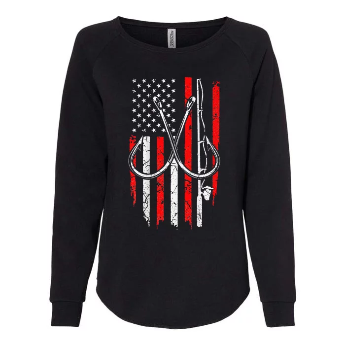 Fisherman Fishing Hooks Proud American Flag Fishing Womens California Wash Sweatshirt