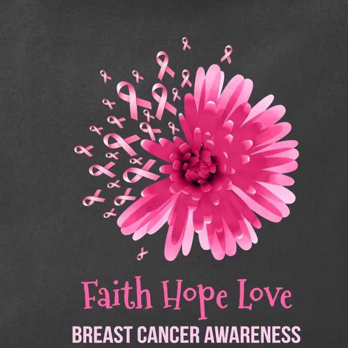 Flower Faith Hope Love Funny Breast Cancer Awareness Zip Tote Bag