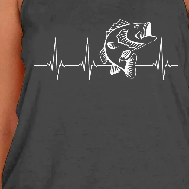 Fly Fishing Heartbeat Fish EKG Trout Fishing Women's Knotted Racerback Tank