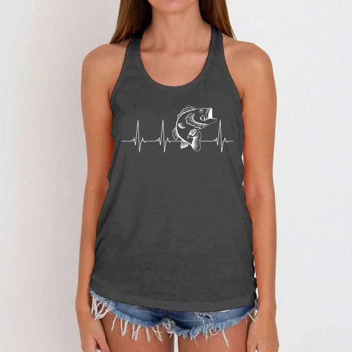 Fly Fishing Heartbeat Fish EKG Trout Fishing Women's Knotted Racerback Tank