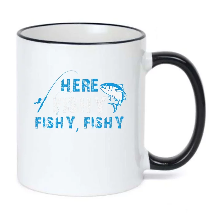 Funny Fisherman Here Fishy Fishing Black Color Changing Mug