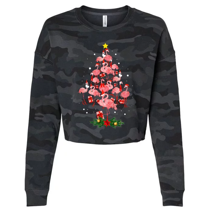 Festive Flamingo Holiday Decoration Hilarious Christmas Ornament Cropped Pullover Crew