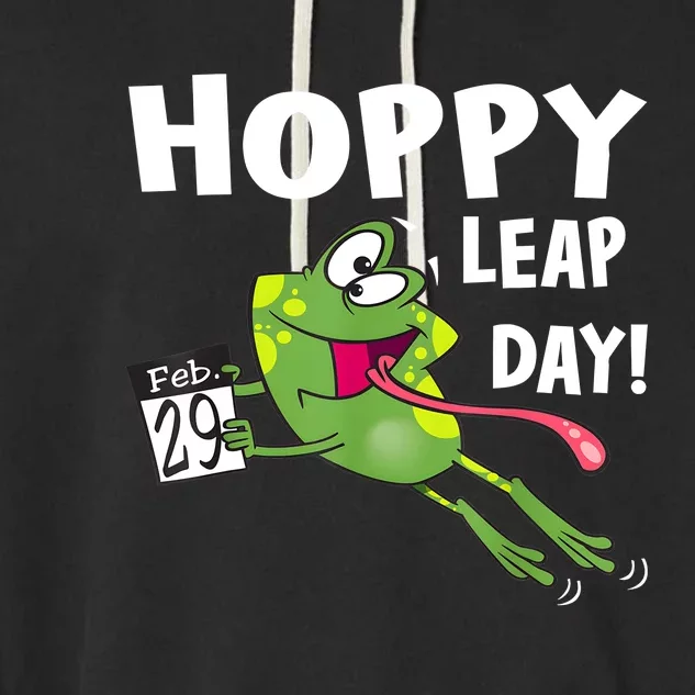 Funny Frog Hoppy Leap Day February 29 Leap Year Birthday Garment-Dyed Fleece Hoodie