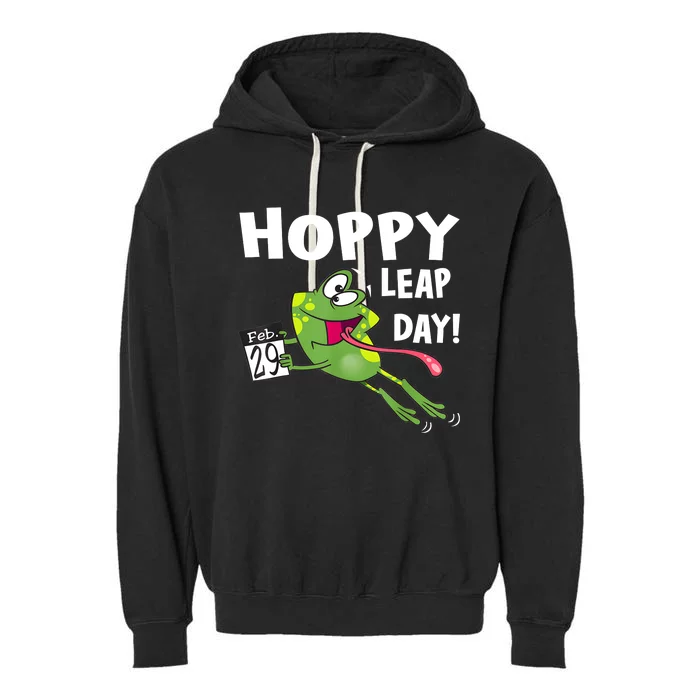 Funny Frog Hoppy Leap Day February 29 Leap Year Birthday Garment-Dyed Fleece Hoodie