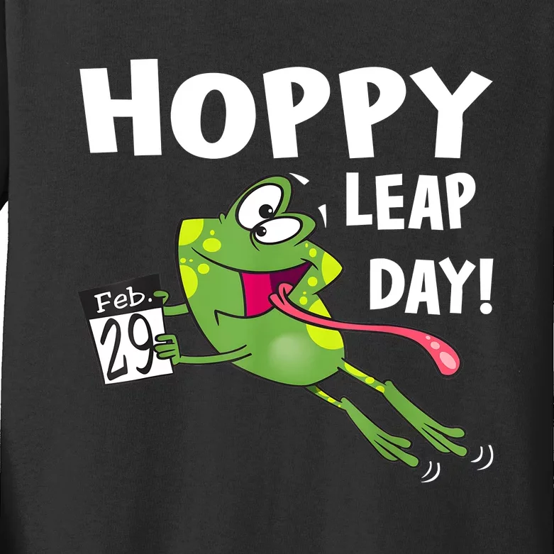 Funny Frog Hoppy Leap Day February 29 Leap Year Birthday Kids Long Sleeve Shirt