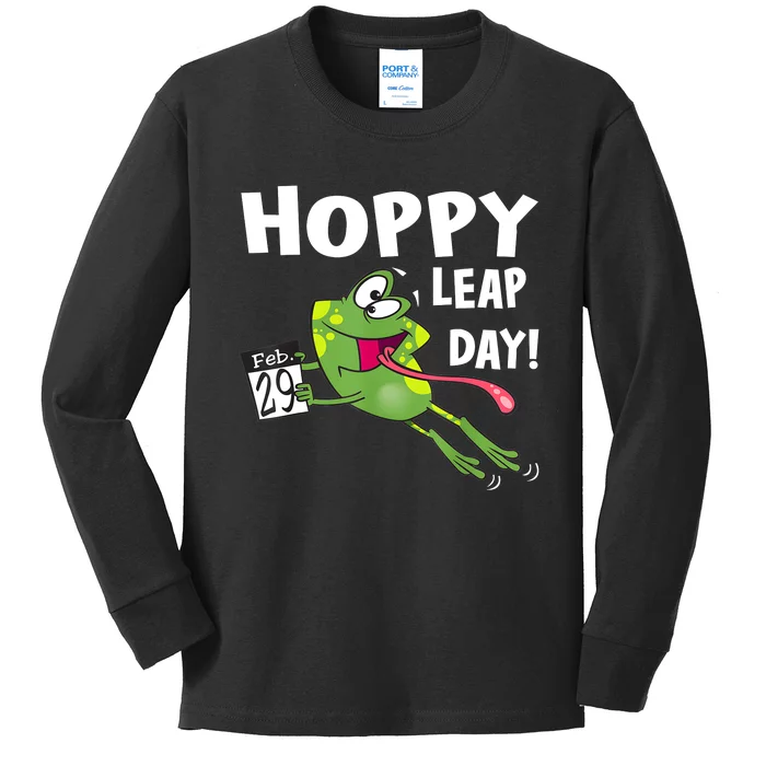 Funny Frog Hoppy Leap Day February 29 Leap Year Birthday Kids Long Sleeve Shirt