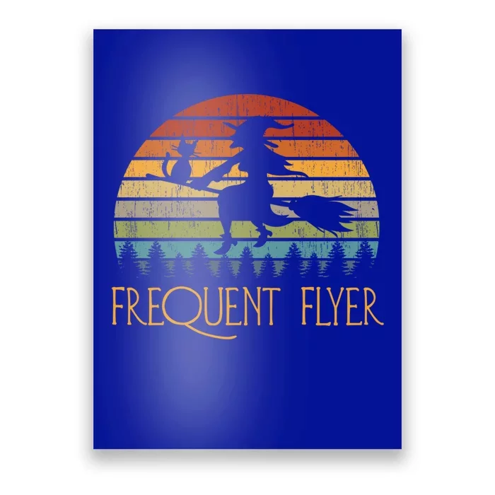 Frequent Flyer Halloween Witch Cat Broom Vintage Gift Poster