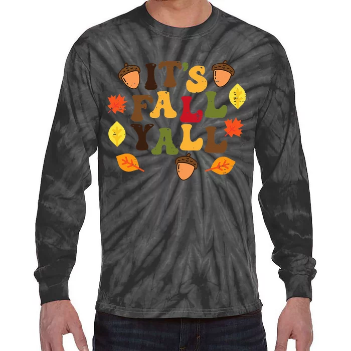 Fall Foliage Harvest Festive Decorations Tie-Dye Long Sleeve Shirt