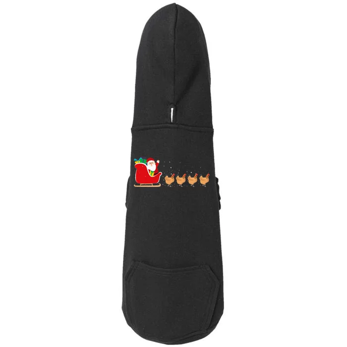 Festive Fowl Hilarious Chicken Santa Sleigh for Christmas Doggie 3-End Fleece Hoodie