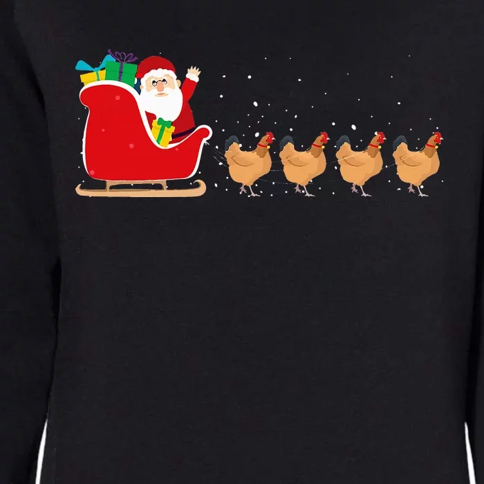 Festive Fowl Hilarious Chicken Santa Sleigh for Christmas Womens California Wash Sweatshirt