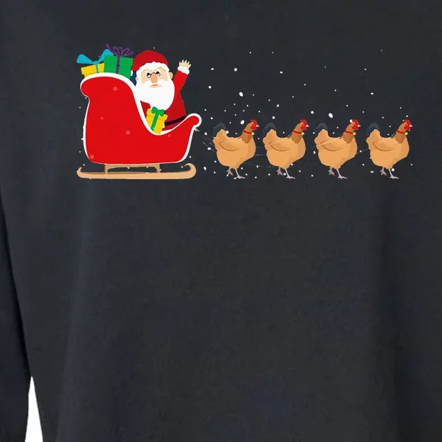 Festive Fowl Hilarious Chicken Santa Sleigh for Christmas Cropped Pullover Crew