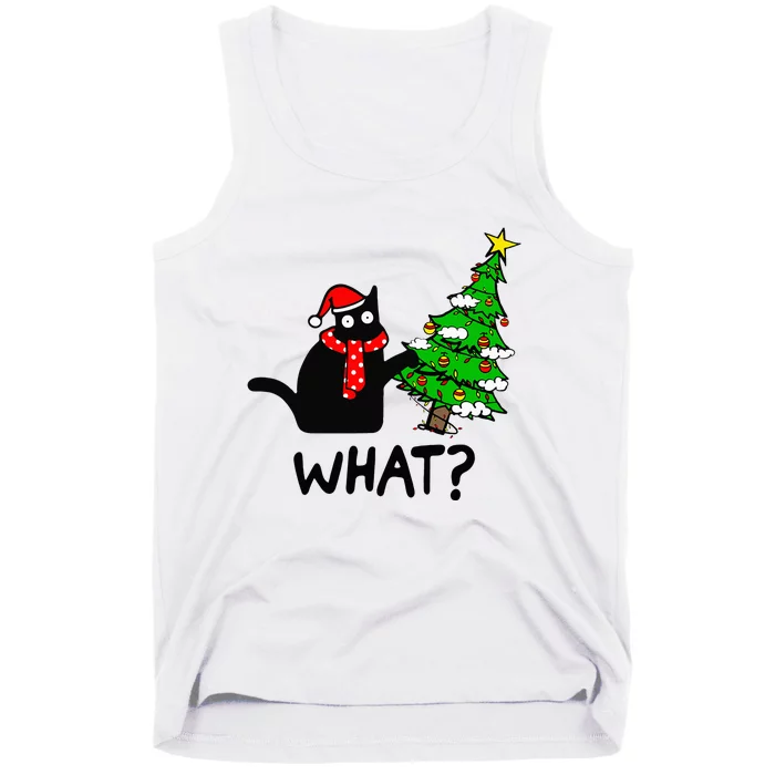 Festive Feline Holiday Decor Hilarious Black Cat with Santa Hat Tank Top