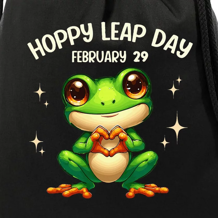 Funny Frog Hoppy Leap Day February 29 Hoppy Leap Day Drawstring Bag