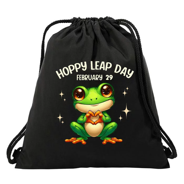 Funny Frog Hoppy Leap Day February 29 Hoppy Leap Day Drawstring Bag