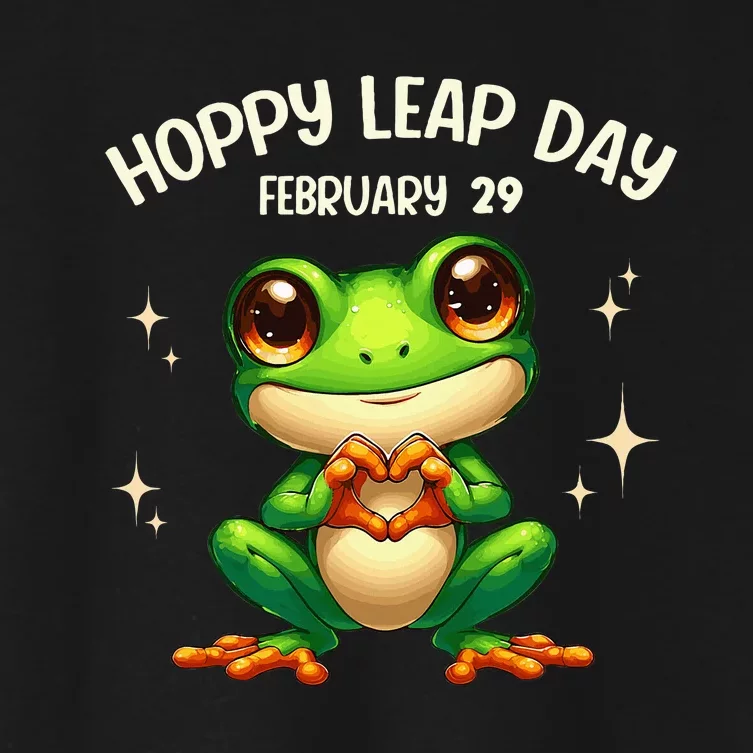 Funny Frog Hoppy Leap Day February 29 Hoppy Leap Day Women's Crop Top Tee