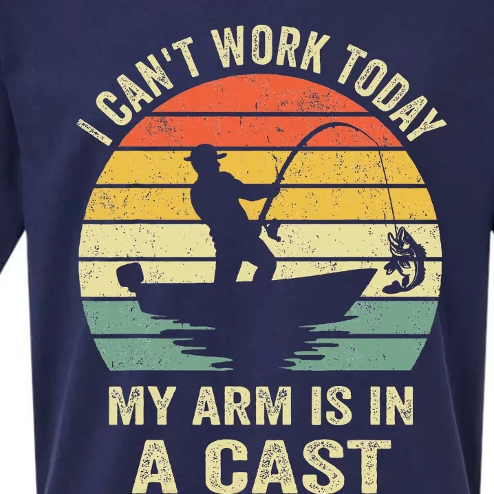 Funny Fisherman I Can't Work Today My Arm Is in a Cast Sueded Cloud Jersey T-Shirt