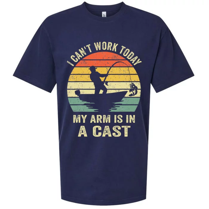 Funny Fisherman I Can't Work Today My Arm Is in a Cast Sueded Cloud Jersey T-Shirt