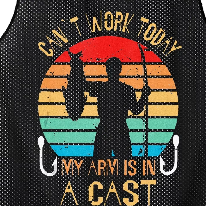 Funny Fisherman I CanT Work Today My Arm Is In A Cast Mesh Reversible Basketball Jersey Tank