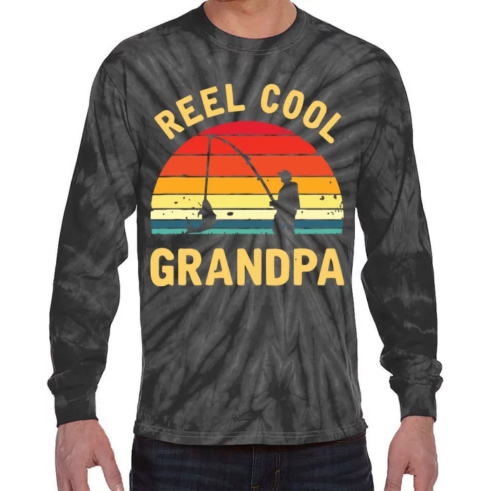 Reel Cool Grandpa Fishing Grandpa Gift Tie-Dye Long Sleeve Shirt