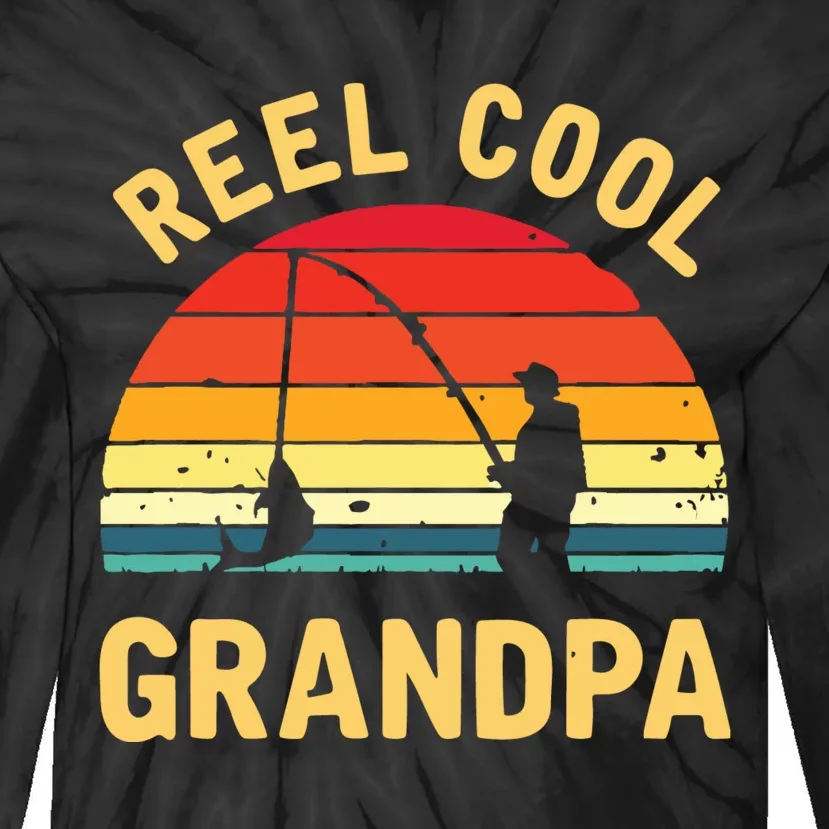 Reel Cool Grandpa Fishing Grandpa Gift Tie-Dye Long Sleeve Shirt