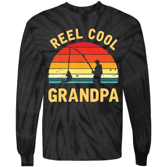 Reel Cool Grandpa Fishing Grandpa Gift Tie-Dye Long Sleeve Shirt