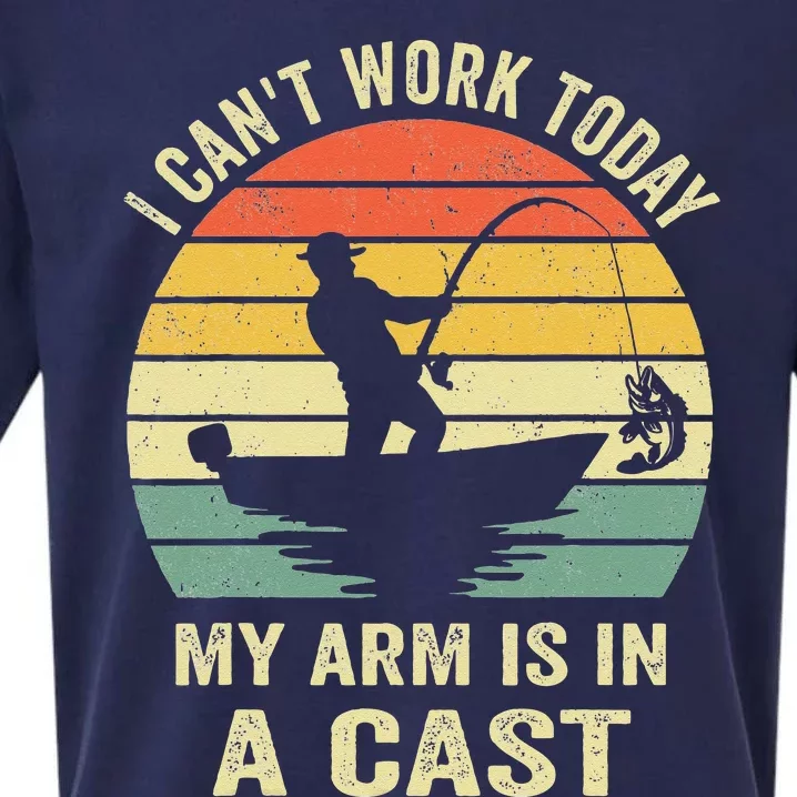 Funny Fisherman I Cant Work Today My Arm Is In A Cast Sueded Cloud Jersey T-Shirt