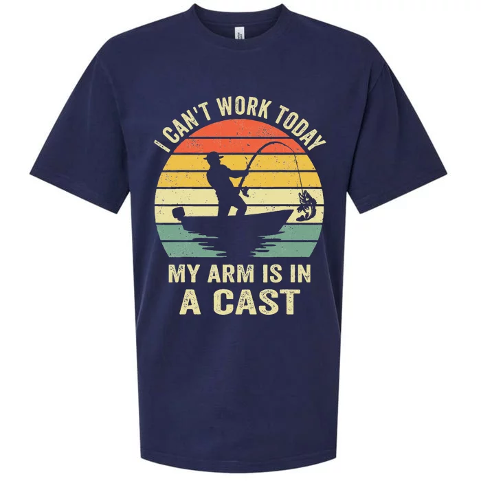 Funny Fisherman I Cant Work Today My Arm Is In A Cast Sueded Cloud Jersey T-Shirt