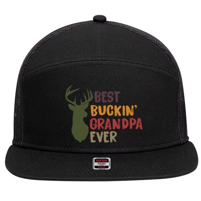 Best Buckin Grandpa Ever 7 Panel Mesh Trucker Snapback Hat