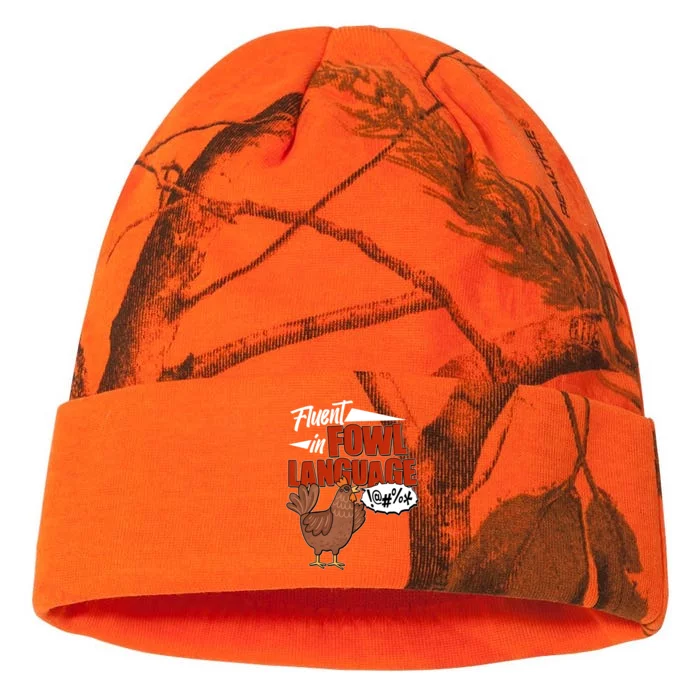 Funny Fluent In Fowl Language Chicken Lover Kati - 12in Camo Beanie