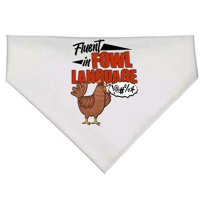 Funny Fluent In Fowl Language Chicken Lover USA-Made Doggie Bandana