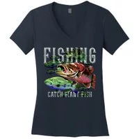 Funny Fishing Design For Women Fishing Fish Fisherman Women's V-Neck T-Shirt