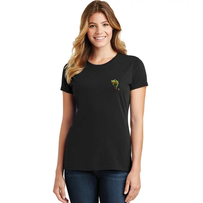 Fun Frog In A Pocket Goblincore Design Frog Lovers Women's T-Shirt