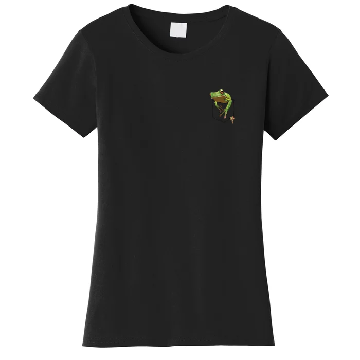 Fun Frog In A Pocket Goblincore Design Frog Lovers Women's T-Shirt